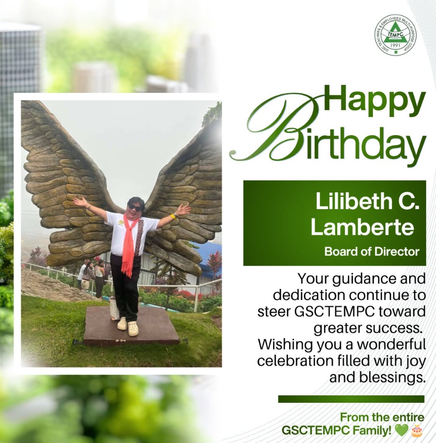 Happy Birthday to one of our Board of Directors, Ma'am Lilibeth Carpentero Lamberte 🎉